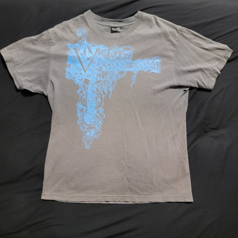 Volcom Y2K Vintage 90s Gray Distressed T Shirt Sz L